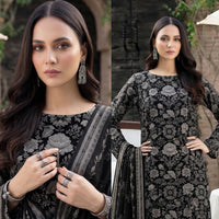 SASSI Black Special Printed Lawn 3 Piece Unstitched Suit – Vol 3110 — 3