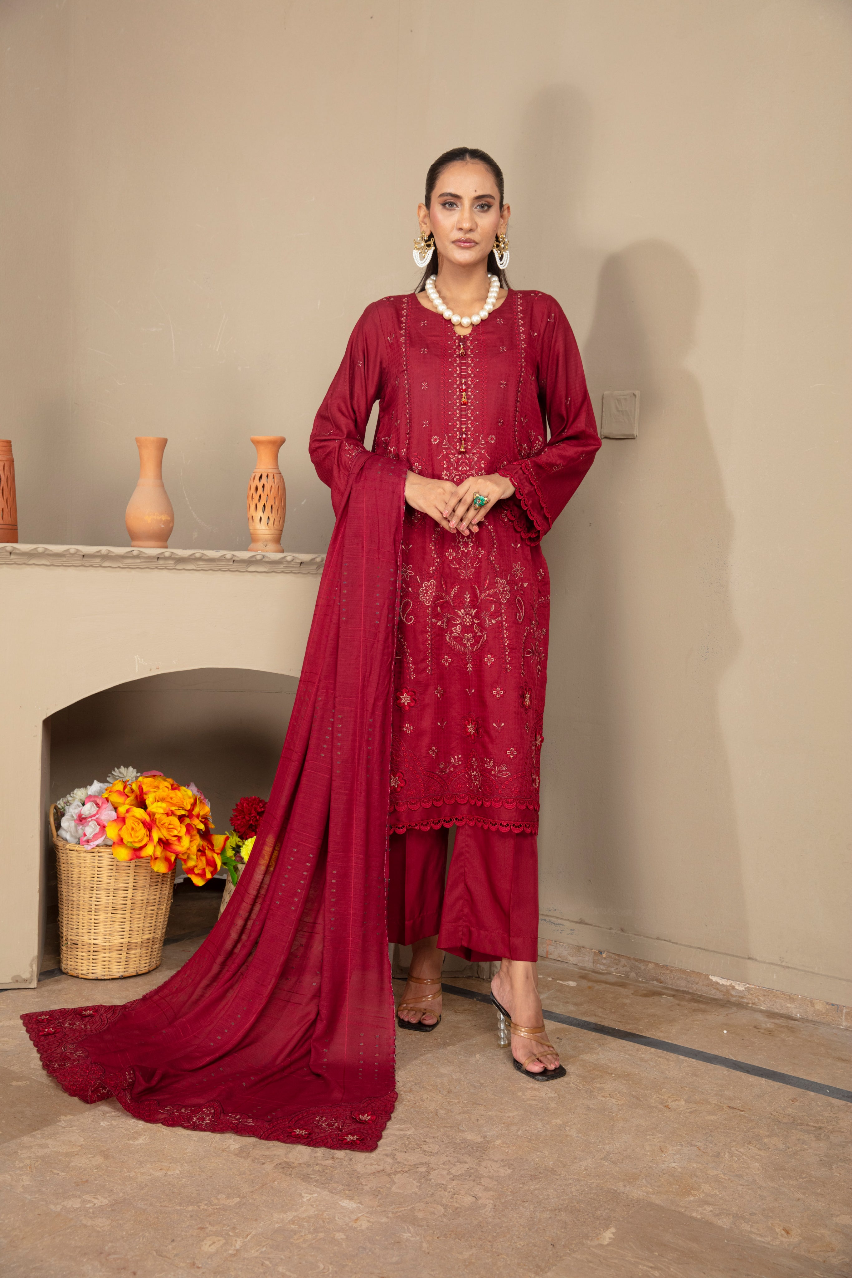 SASSI Viscose EMB Shirt & Dupatta Vol-2404