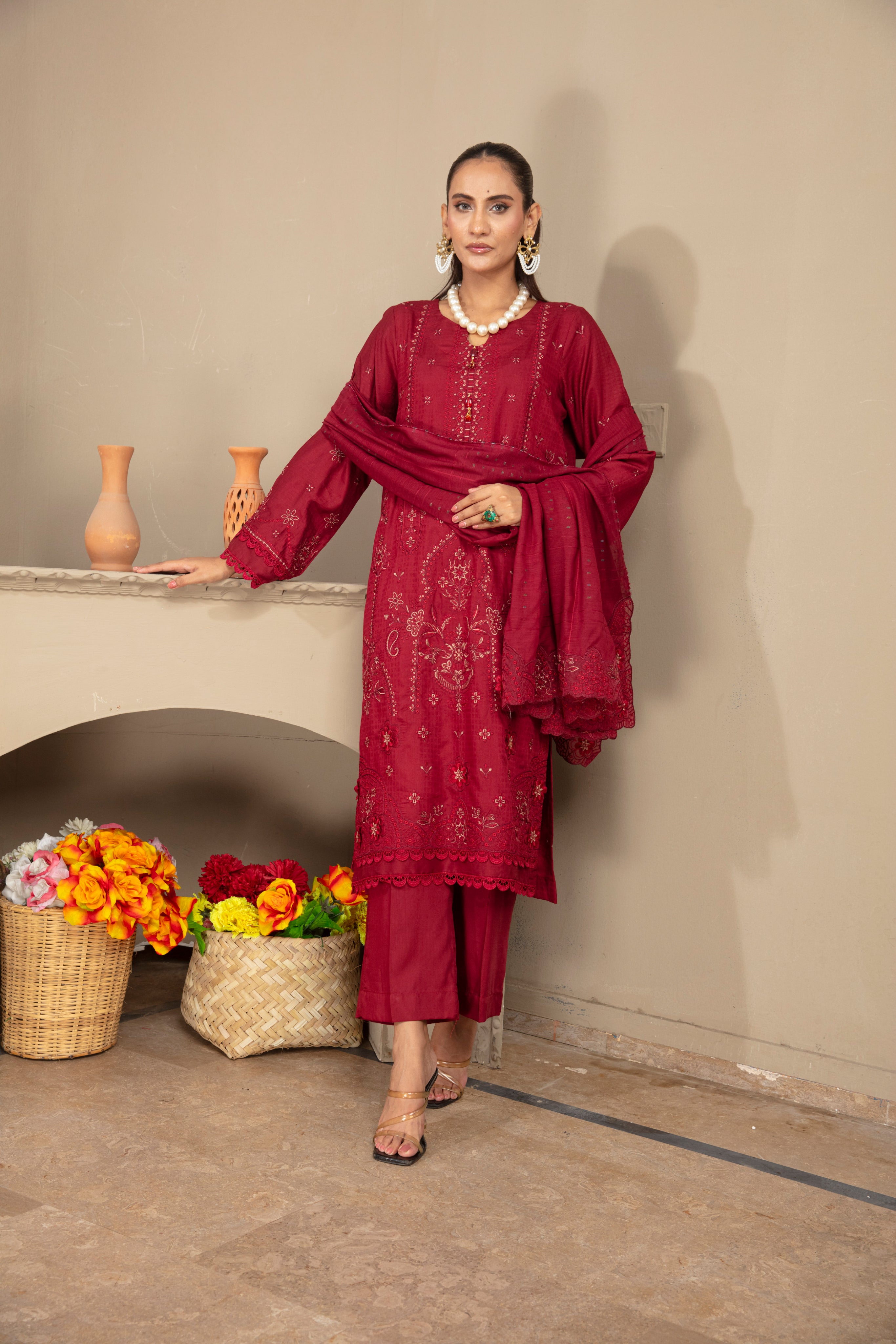 SASSI Viscose EMB Shirt & Dupatta Vol-2404