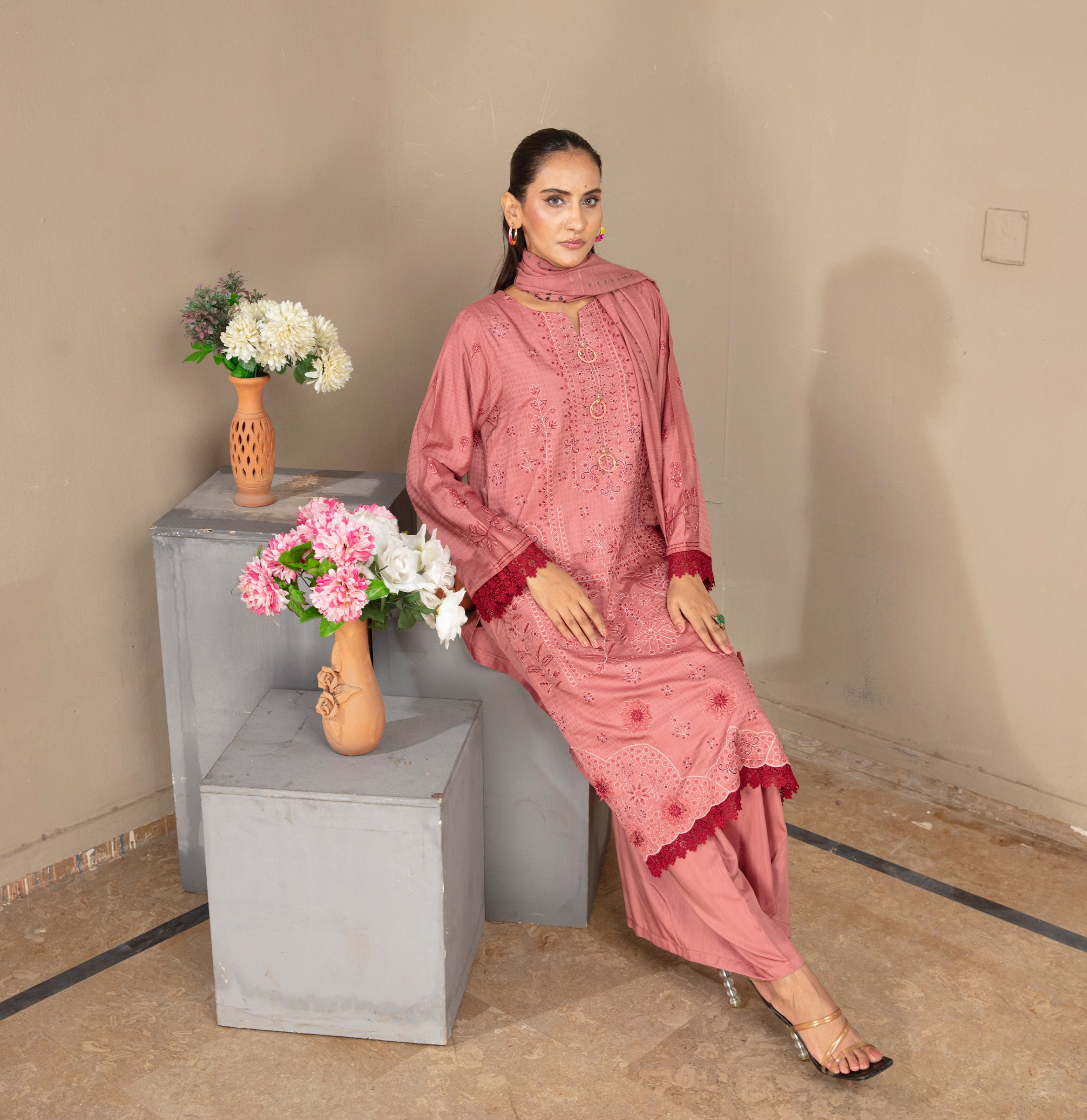 SASSI Viscose EMB Shirt & Dupatta Vol-2404