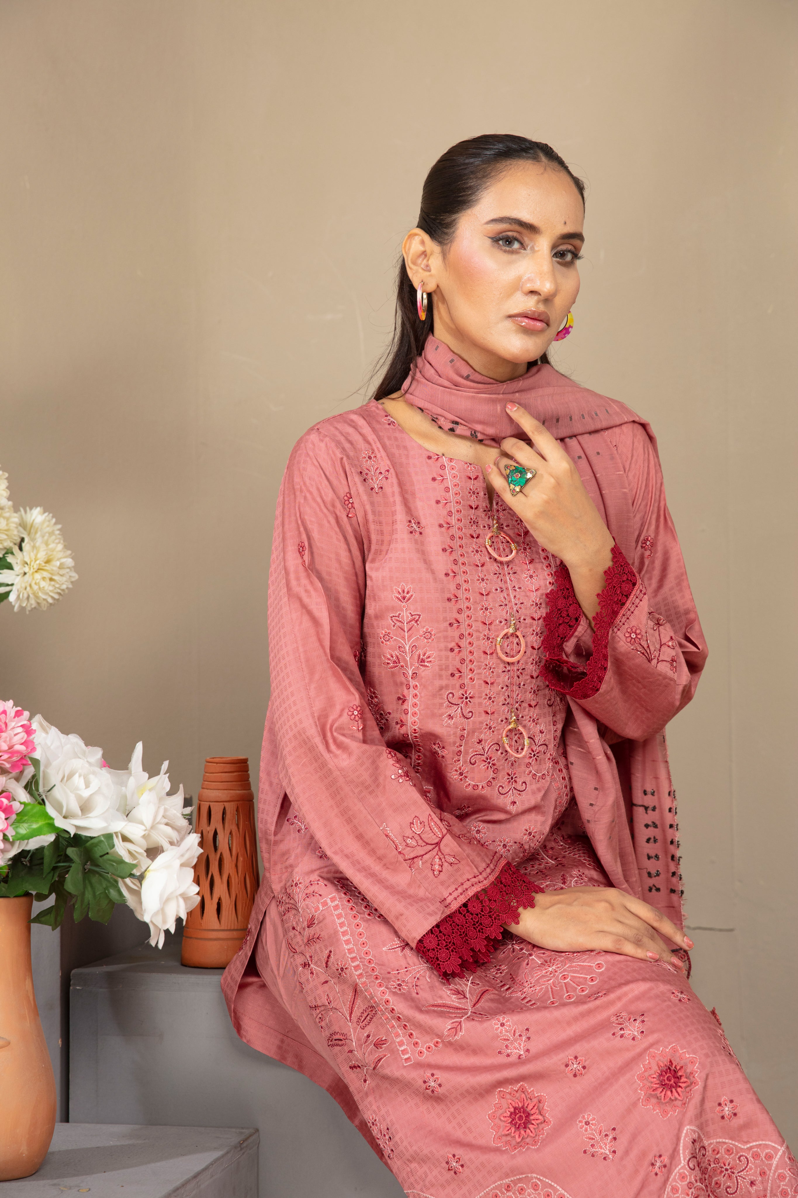 SASSI Viscose EMB Shirt & Dupatta Vol-2404