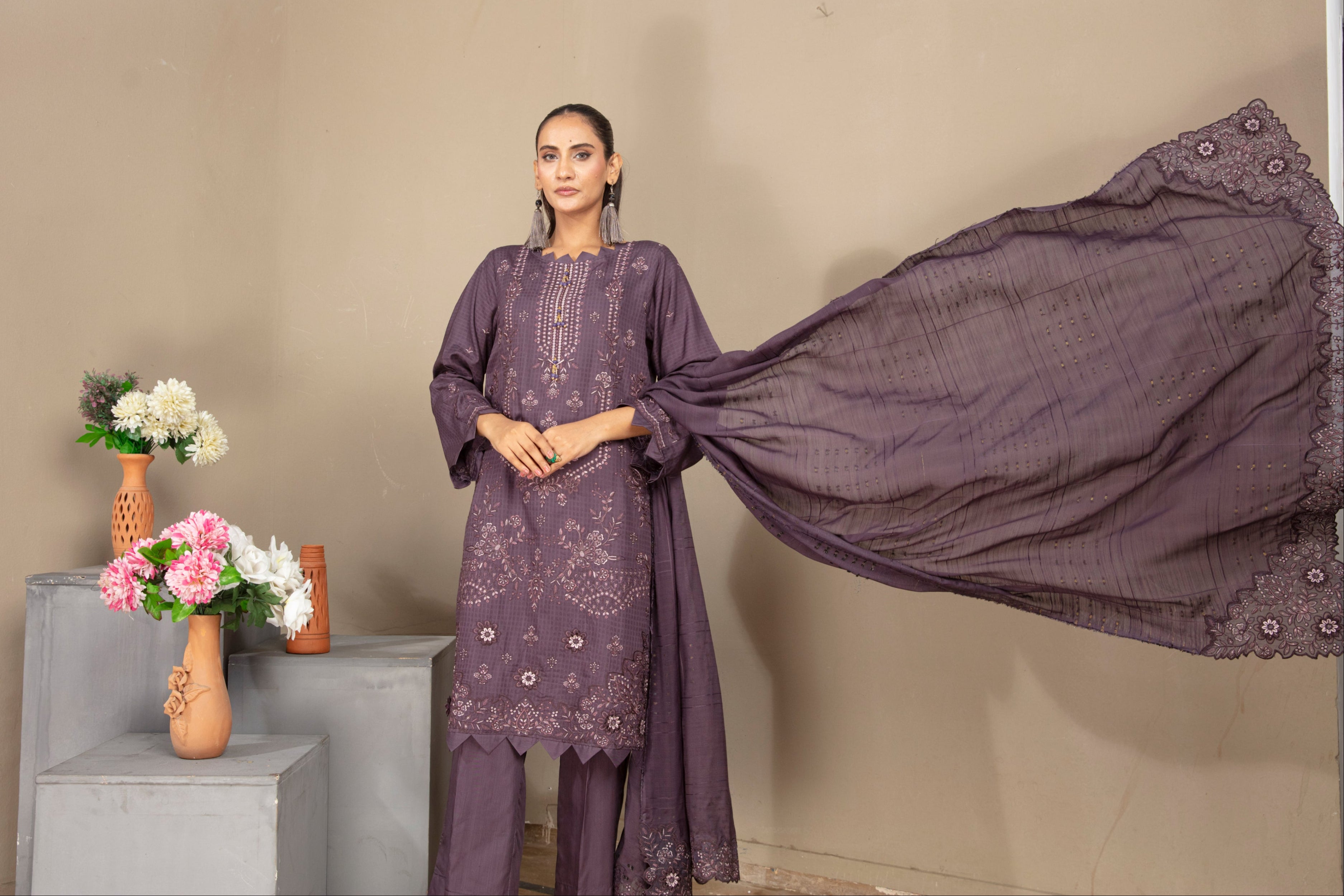 SASSI Viscose EMB Shirt & Dupatta Vol-2404