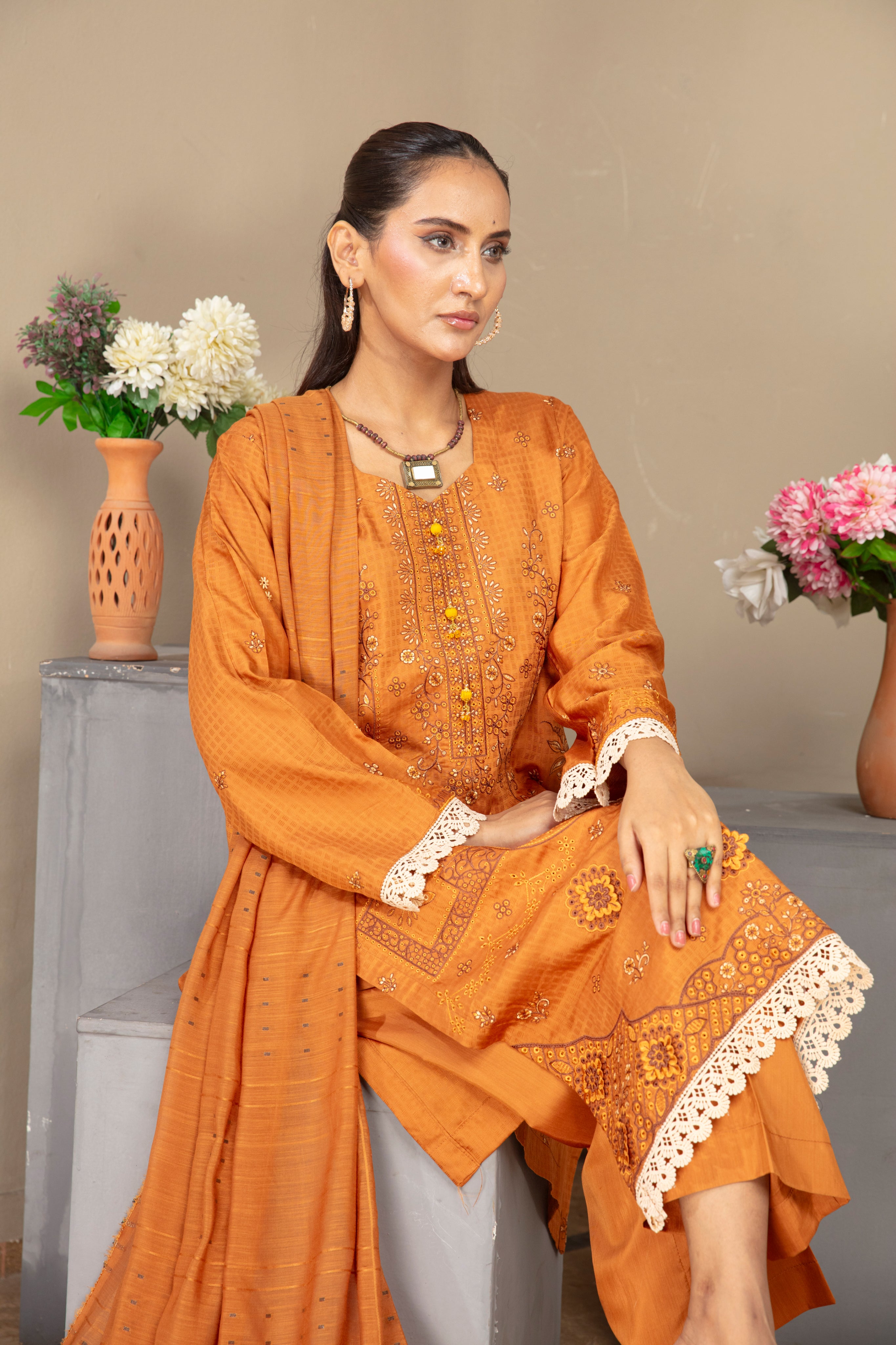 SASSI Viscose EMB Shirt & Dupatta Vol-2404