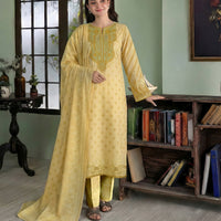 SASSI Volume 5000 – 3 Piece Unstitched Luxury Lawn Suit with Embroidered Gala & Daman Patches — 1
