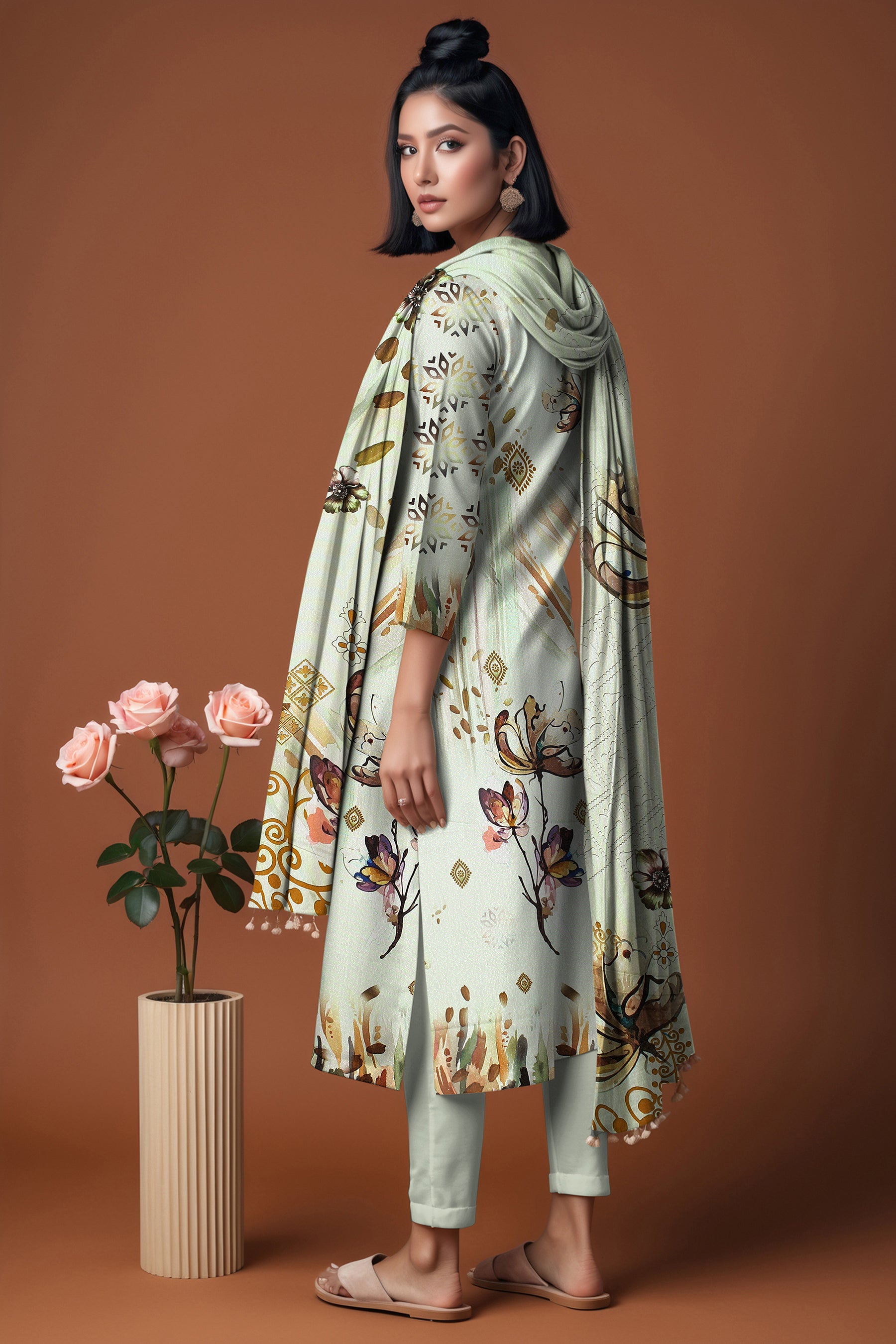 SASSI WOOL Print Shirt & Dupatta Vol-2499