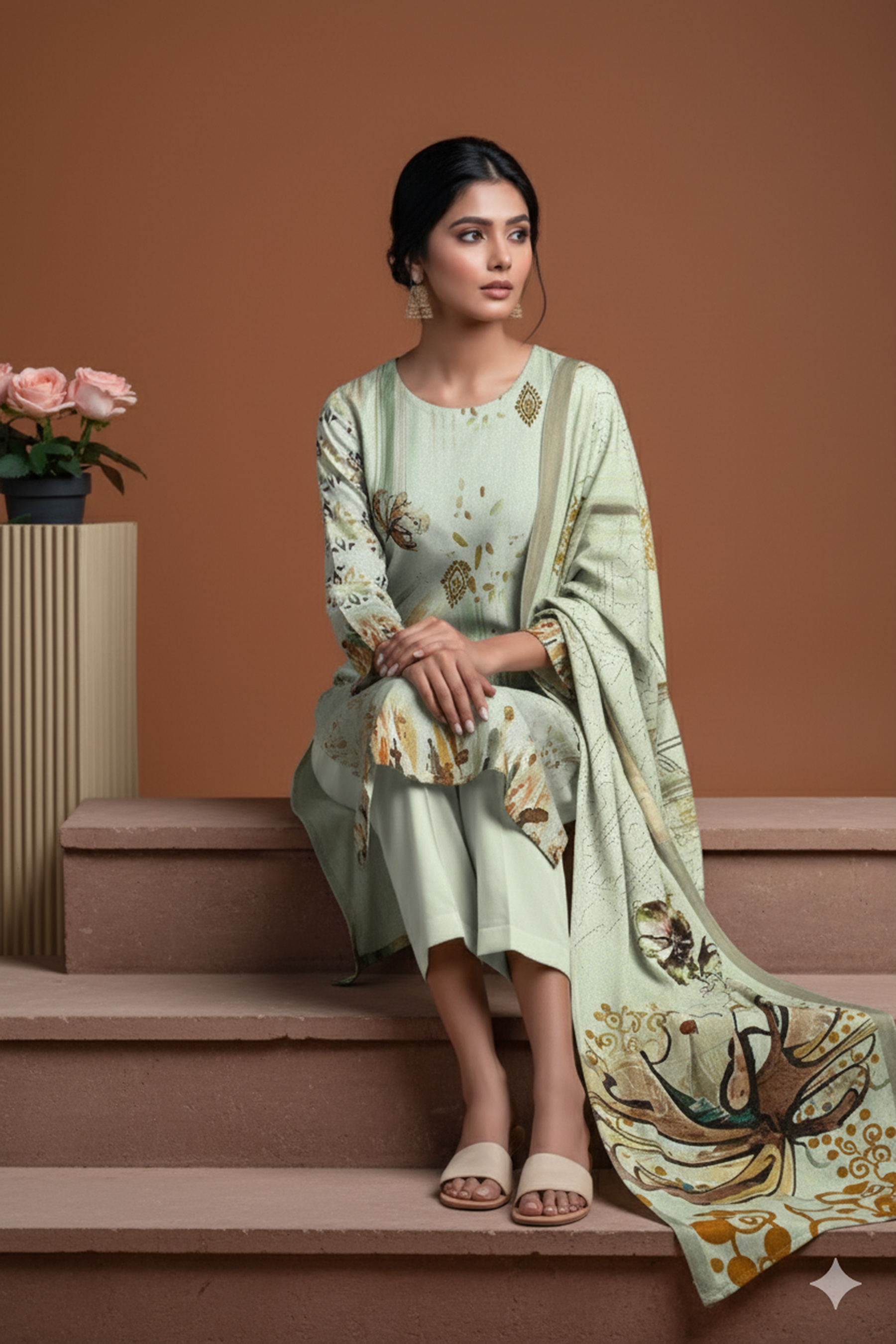 SASSI WOOL Print Shirt & Dupatta Vol-2499