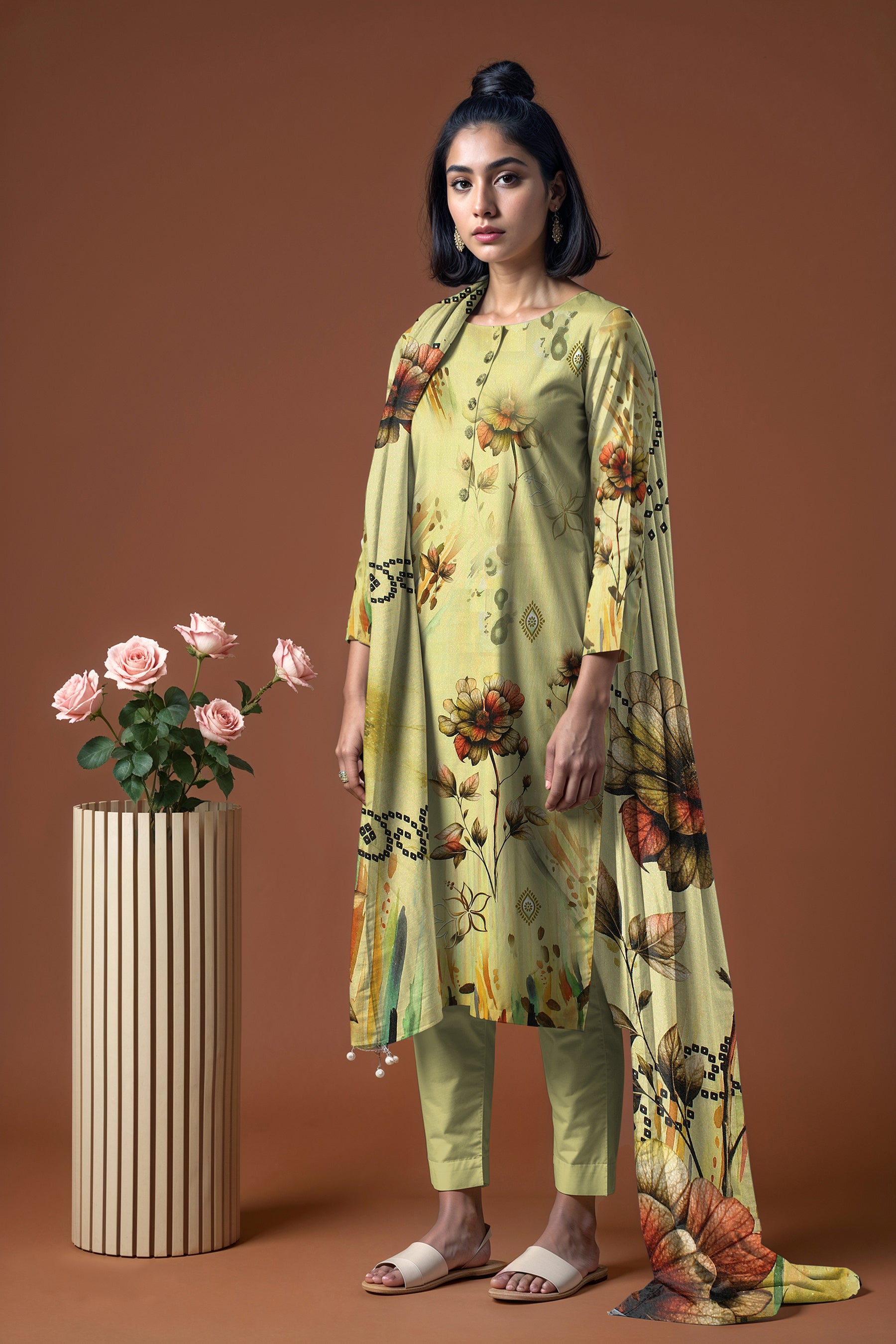 SASSI WOOL Print Shirt & Dupatta Vol-2499