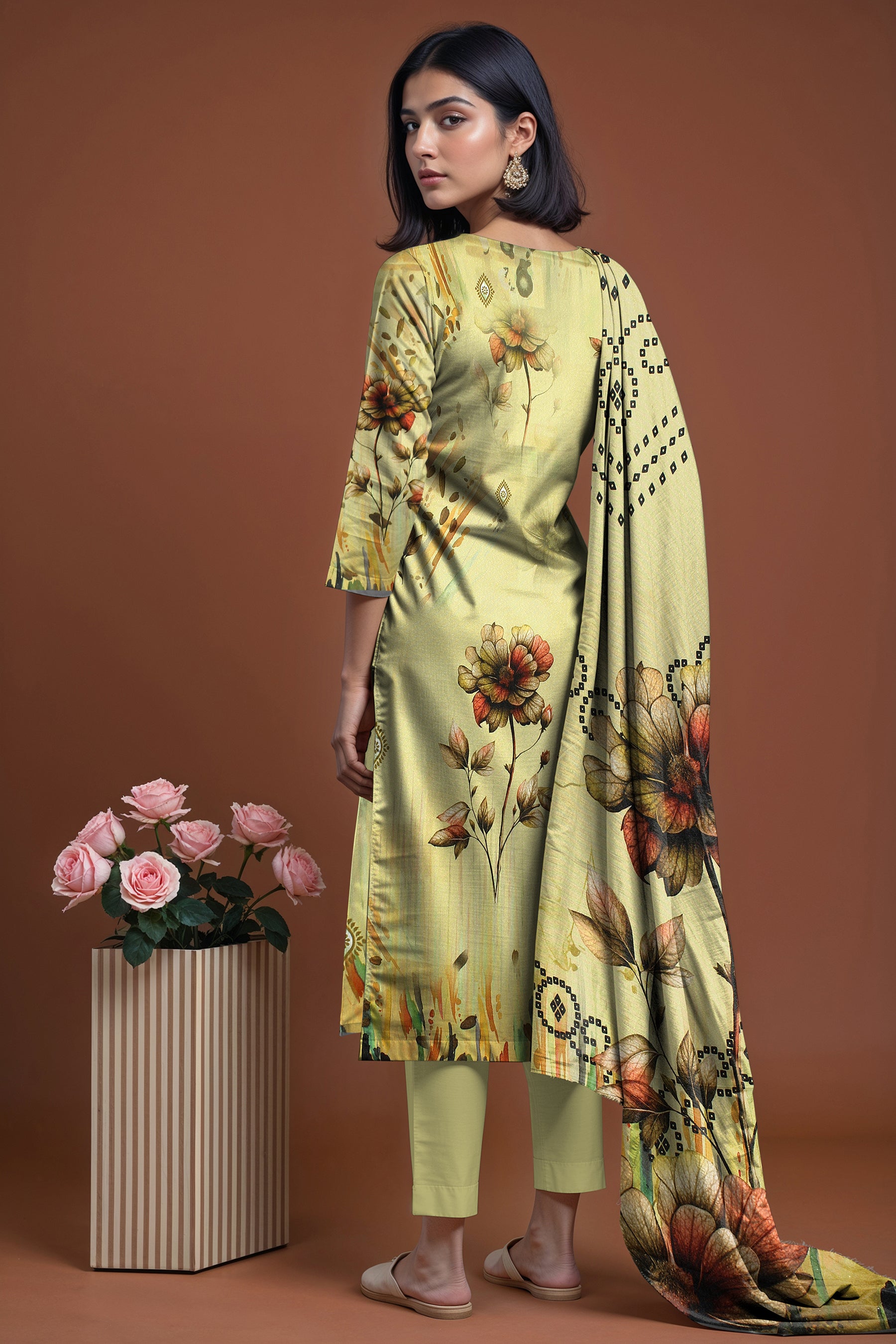 SASSI WOOL Print Shirt & Dupatta Vol-2499