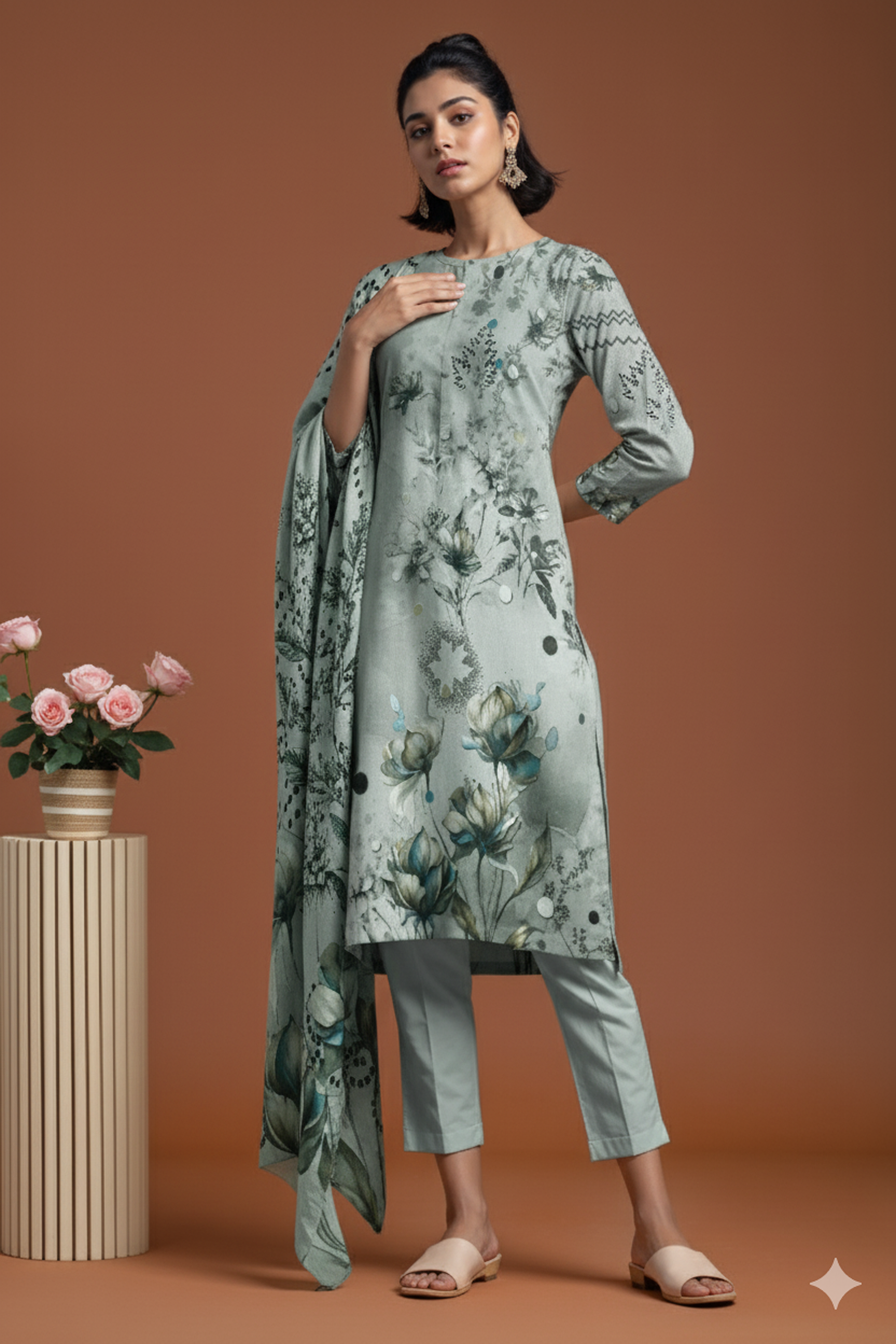 SASSI WOOL Print Shirt & Dupatta Vol-2499