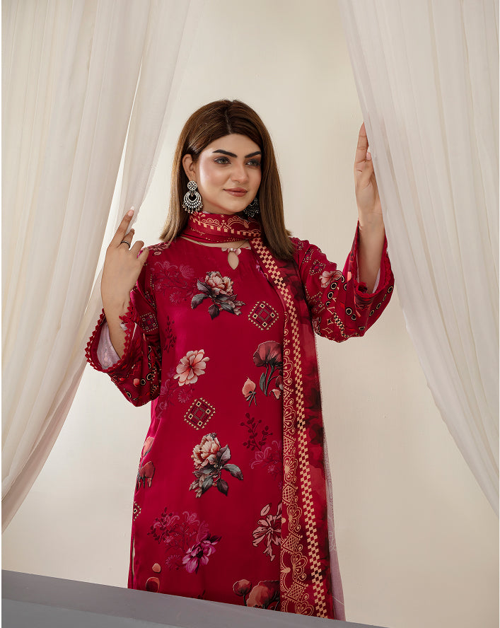SASSI Viscose Print Shirt & Dupatta Vol-2484