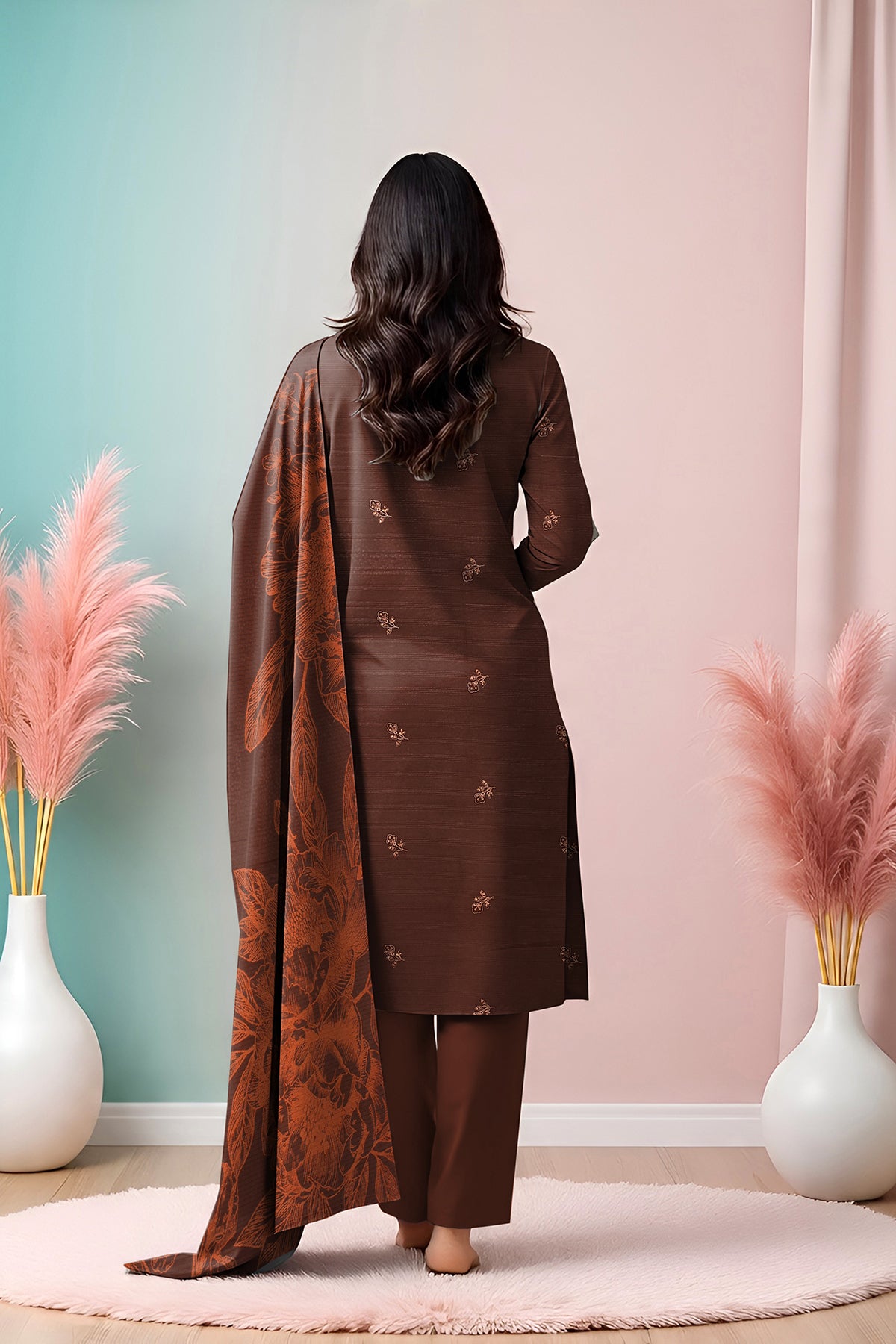 SASSI PEACH WOOL EMB Shirt & Dupatta Vol-2540