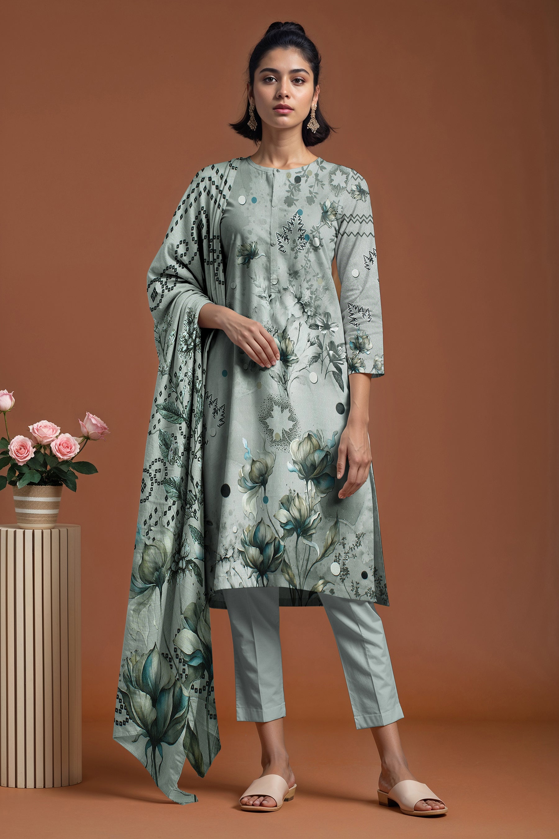 SASSI WOOL Print Shirt & Dupatta Vol-2499