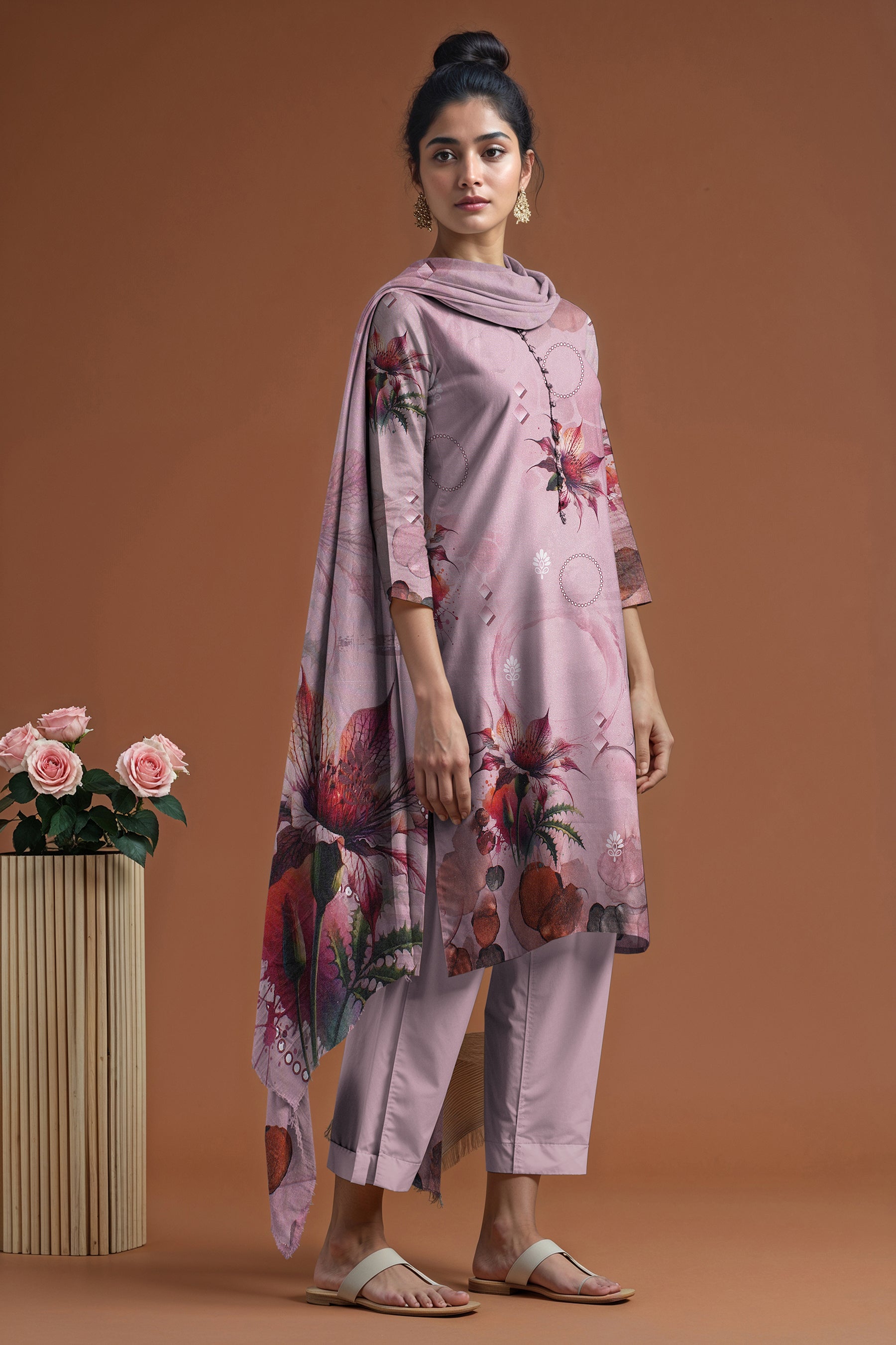 SASSI WOOL Print Shirt & Dupatta Vol-2499