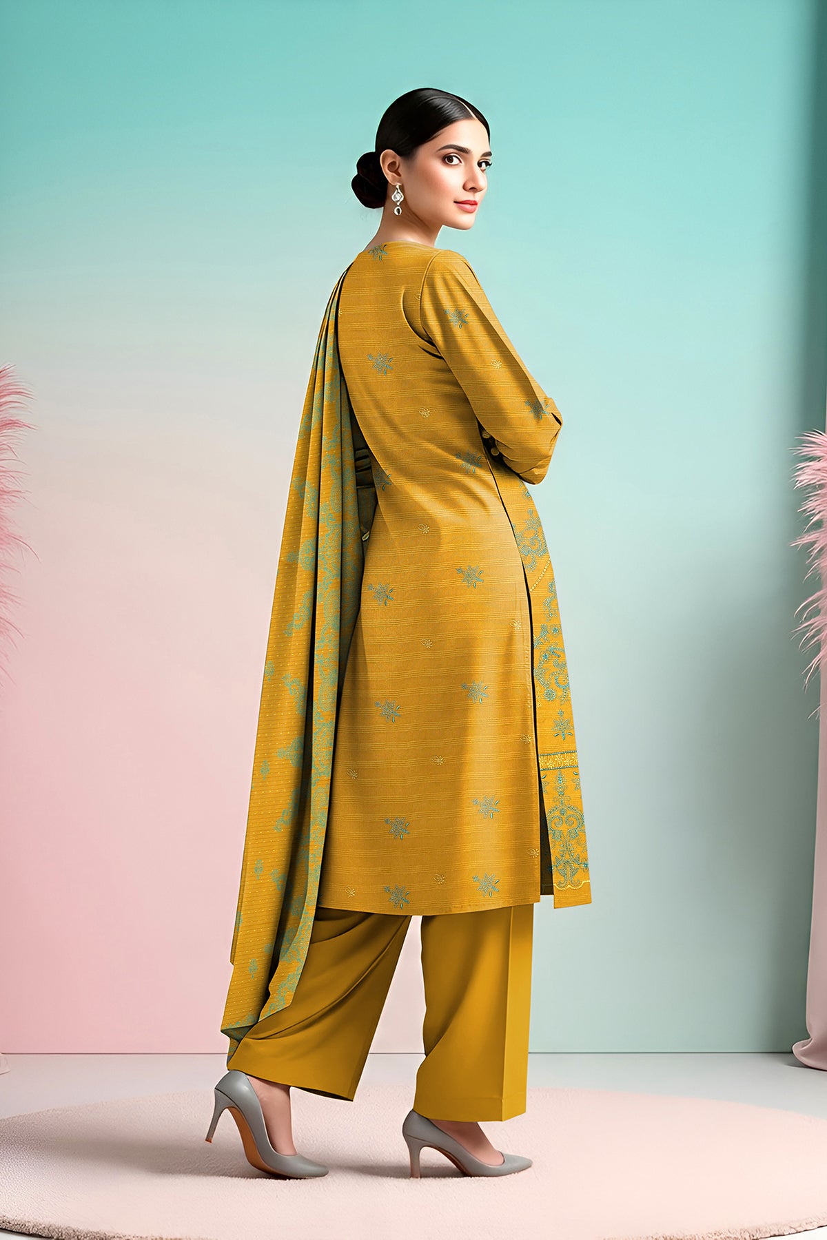 SASSI PEACH WOOL EMB Shirt & Dupatta Vol-2540
