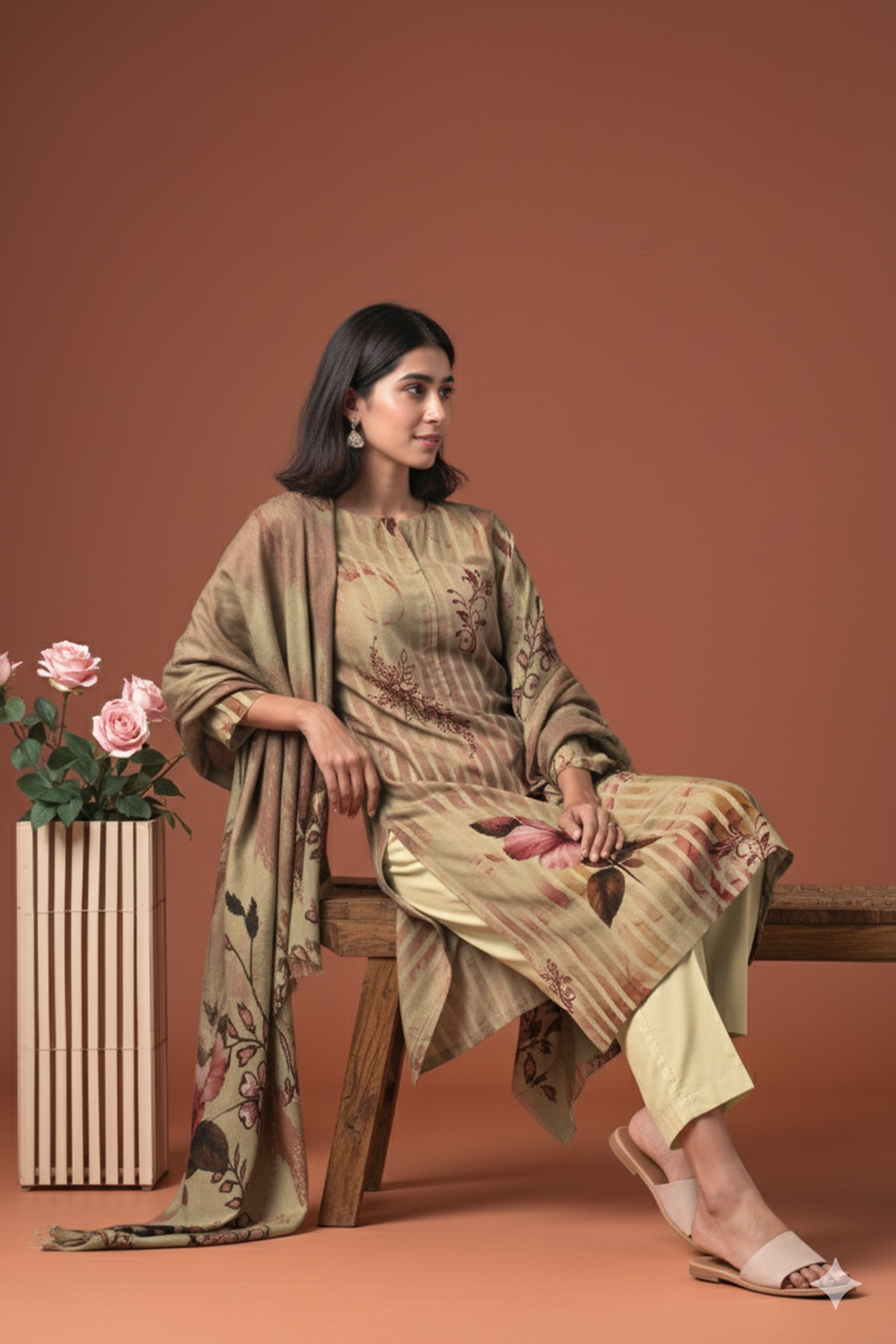 SASSI WOOL Print Shirt & Dupatta Vol-2499