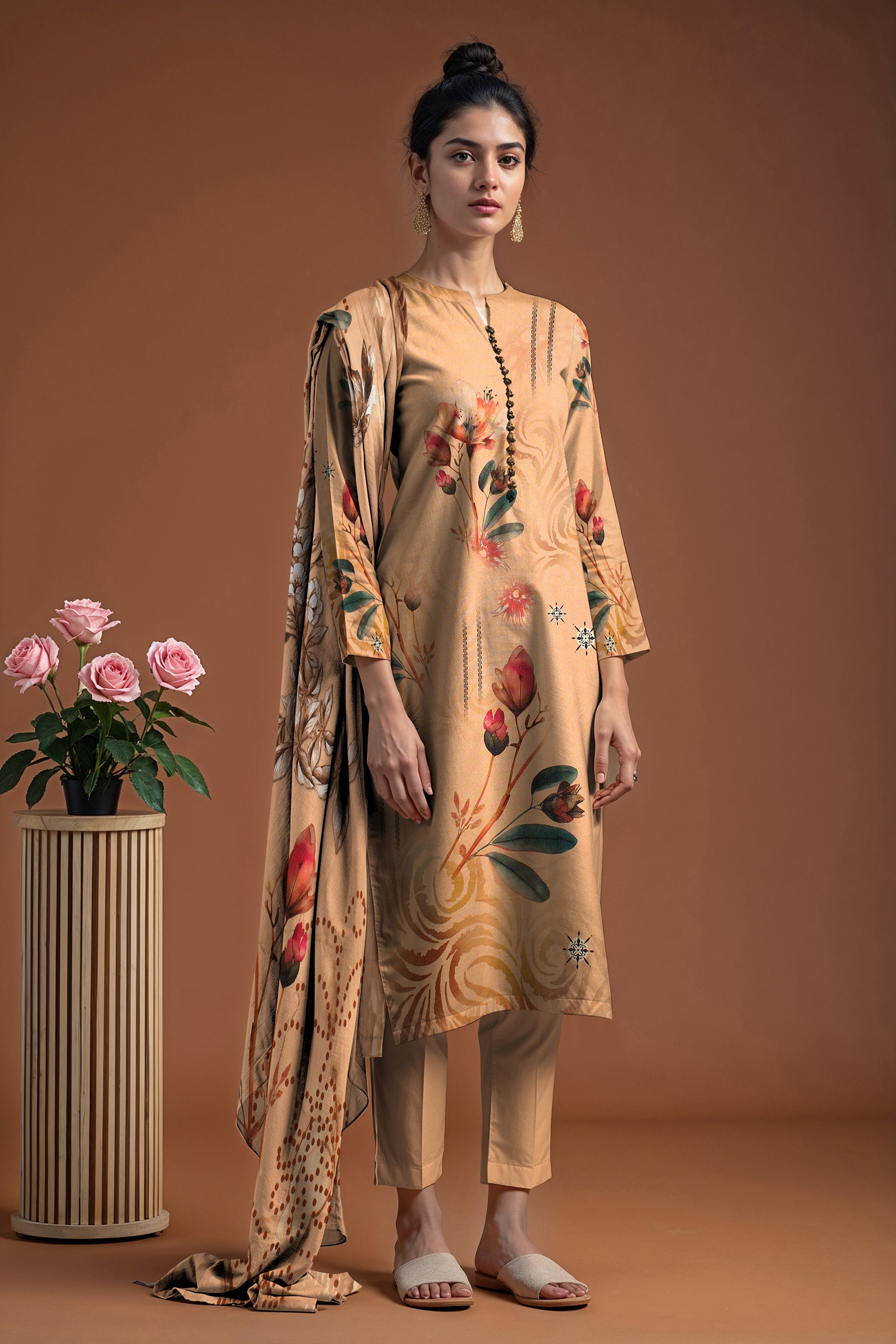 SASSI WOOL Print Shirt & Dupatta Vol-2499