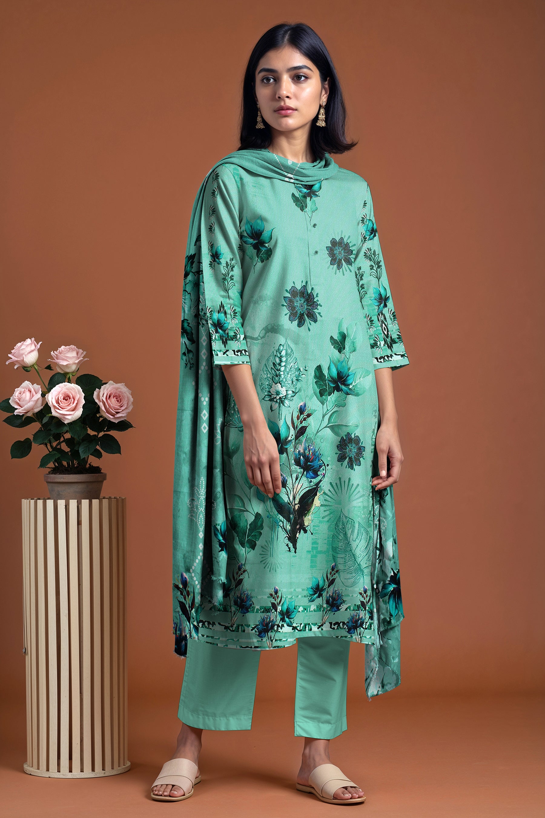 SASSI WOOL Print Shirt & Dupatta Vol-2499