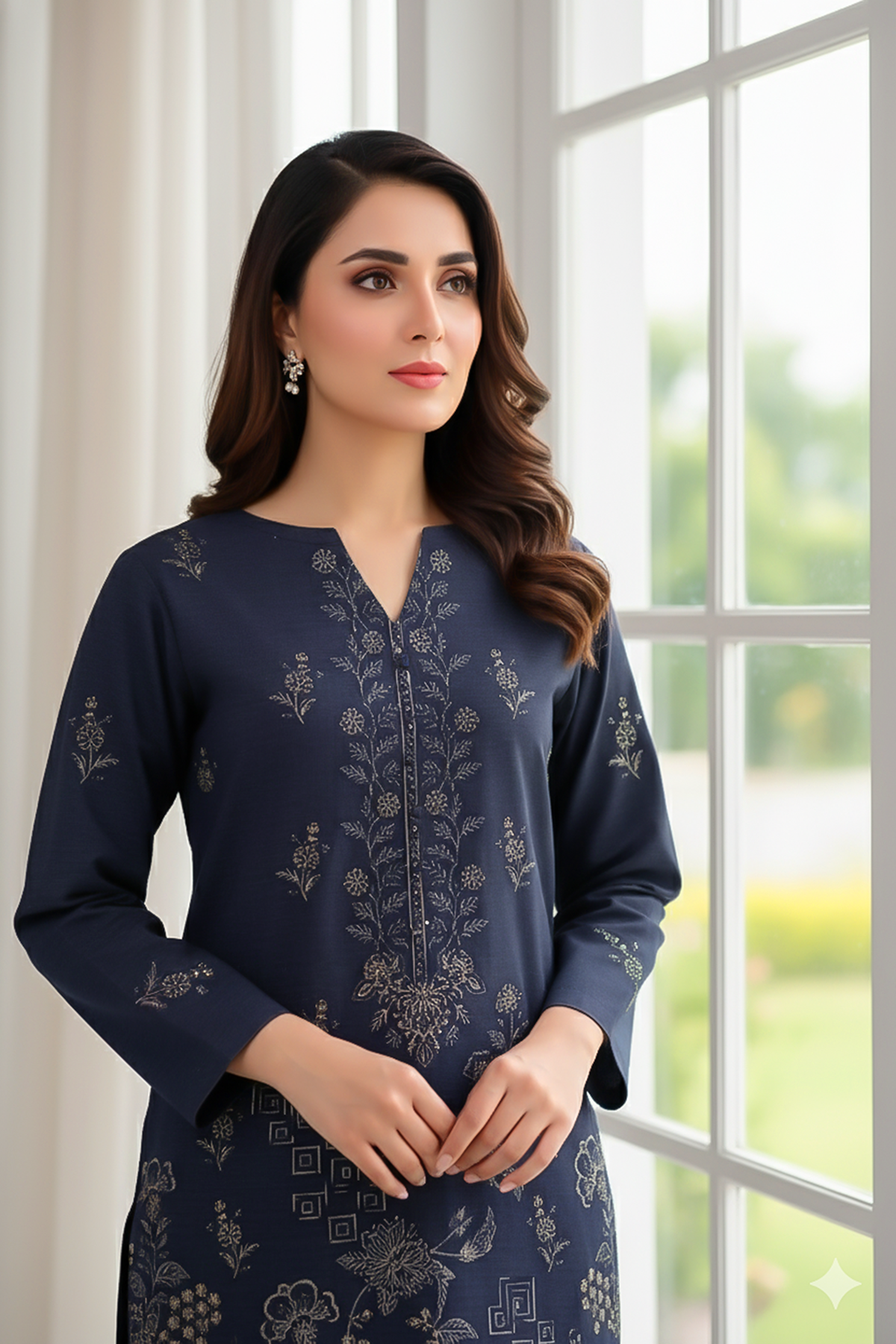 SASSI PEACH WOOL EMB Shirt & Dupatta Vol-2540