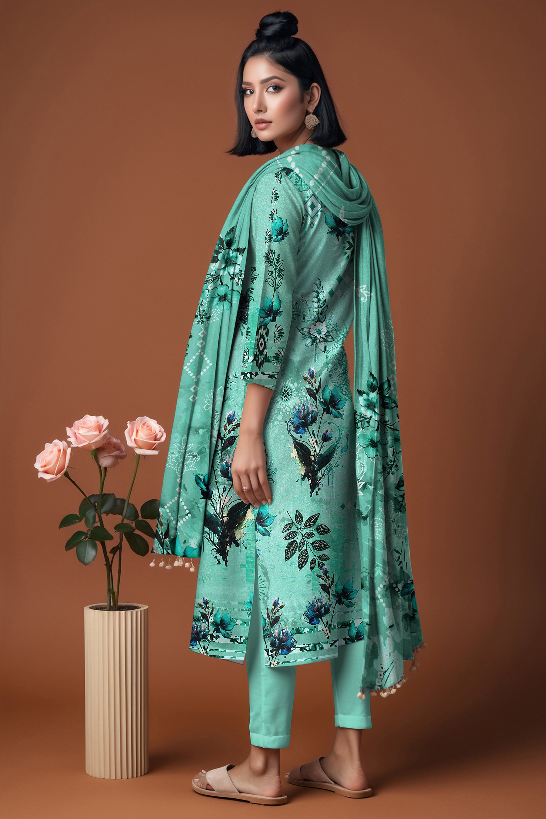 SASSI WOOL Print Shirt & Dupatta Vol-2499