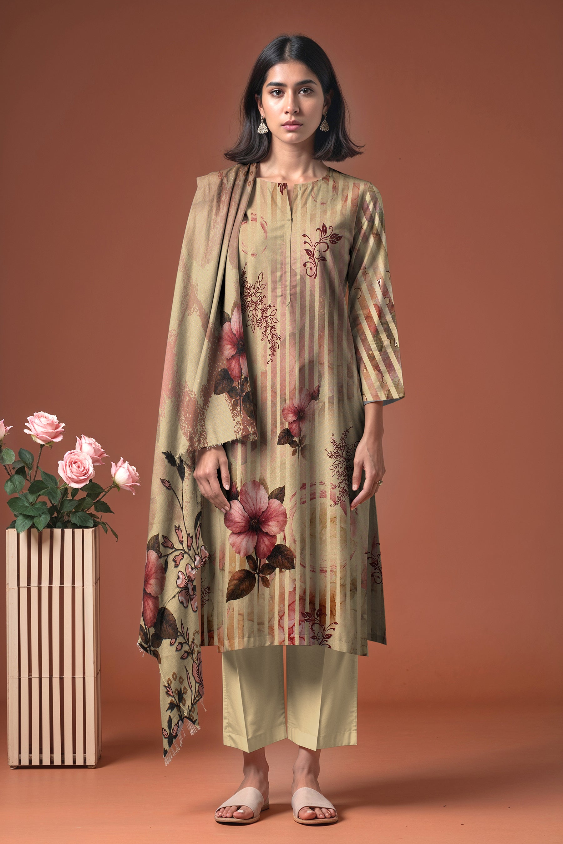 SASSI WOOL Print Shirt & Dupatta Vol-2499