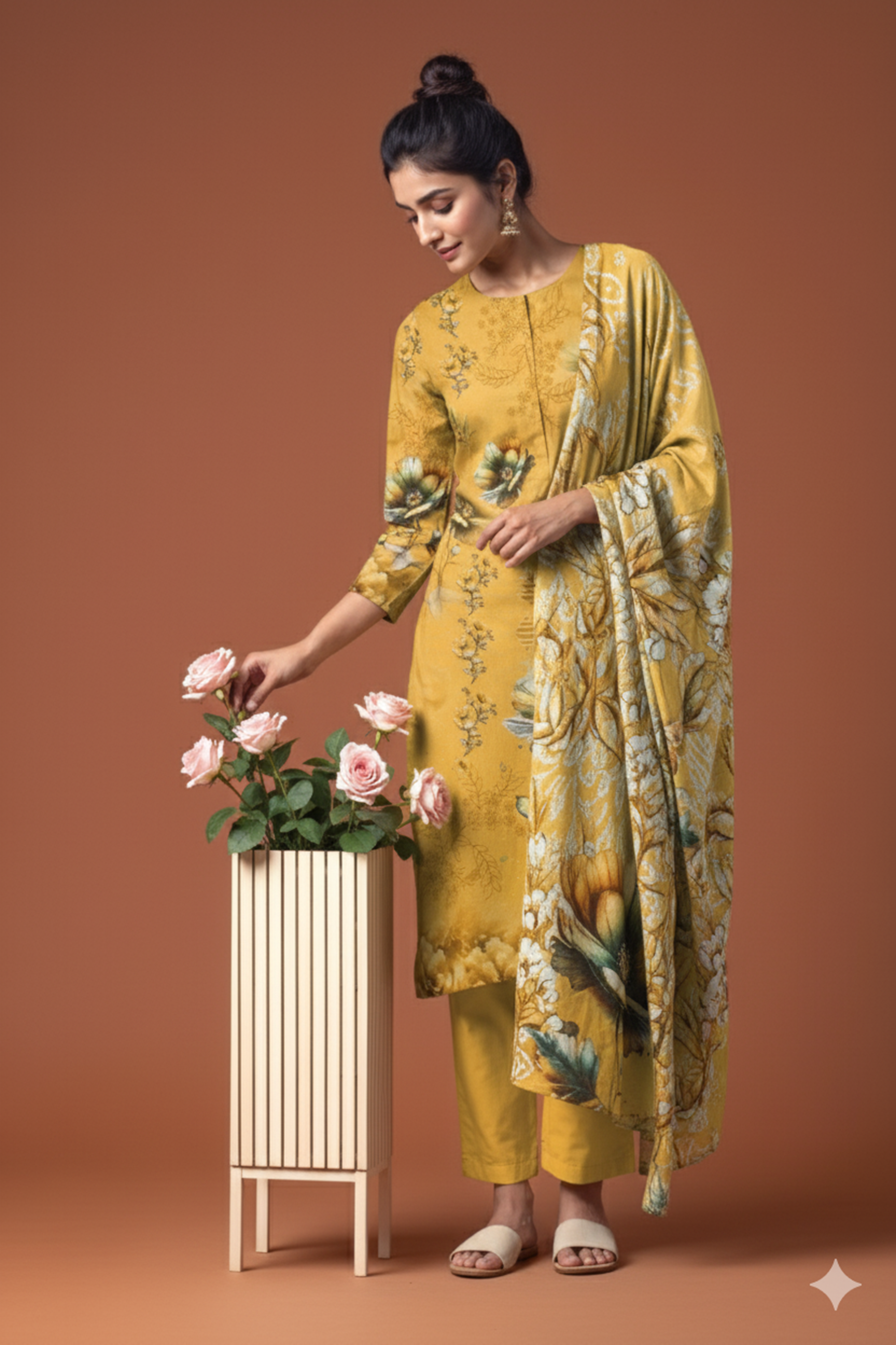 SASSI WOOL Print Shirt & Dupatta Vol-2499