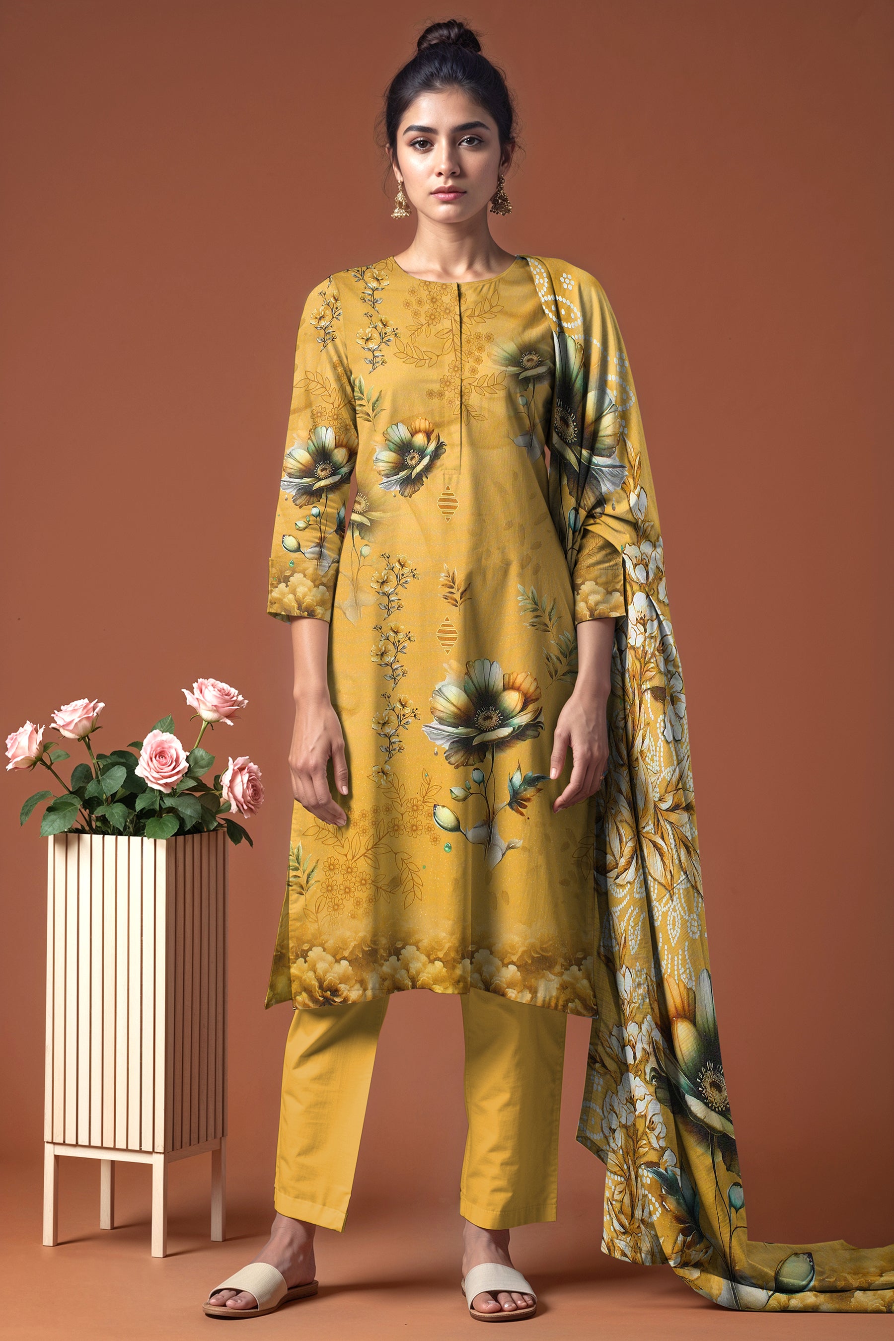 SASSI WOOL Print Shirt & Dupatta Vol-2499