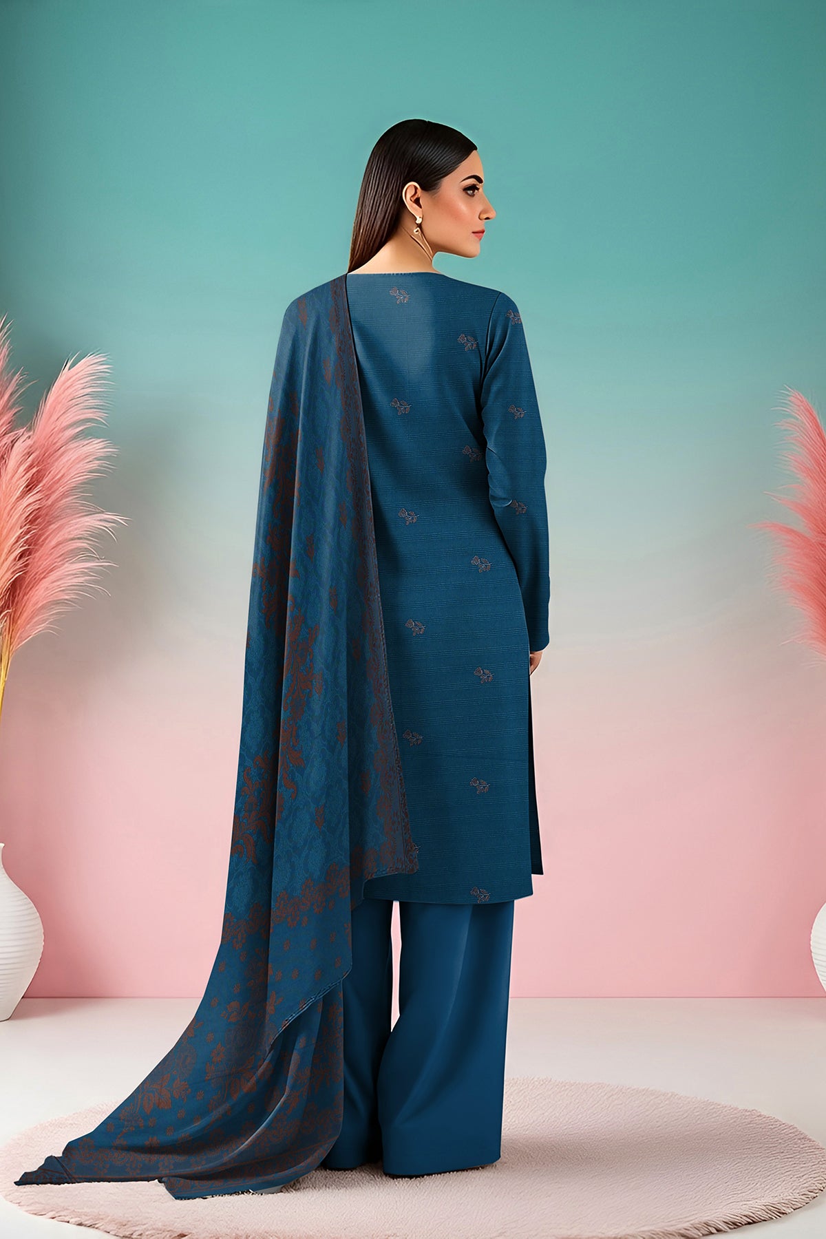 SASSI PEACH WOOL EMB Shirt & Dupatta Vol-2540