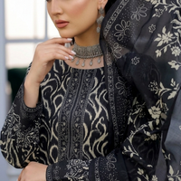 SASSI Black Special Printed Lawn 3 Piece Unstitched Suit – Vol 3116 — 2