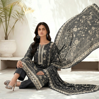 SASSI Black Special Printed Lawn 3 Piece Unstitched Suit – Vol 3116 — 2